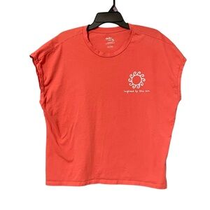 Anthropologie Agathe Marty Inspired By The Sun Graphic Tee Top Coral Large